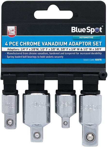 Blue Spot 02078 Adaptor Set Chrome Vanadium (4 Pieces)