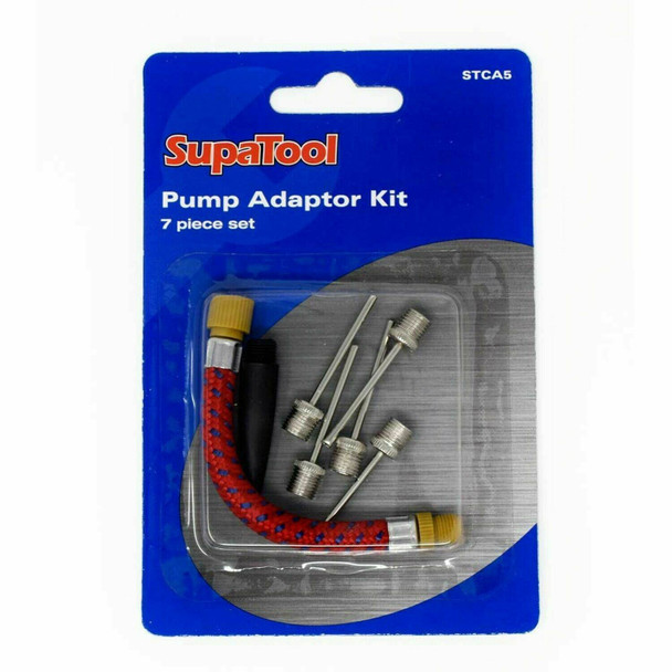 PUMP ADAPTOR KIT 7 PIECE SET FOR FOOTBALLS AIRBEDS BICYCLE TYRES