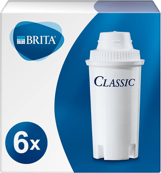BRITA Classic replacement water filter cartridges, reduce chlorine, limescale and impurities - 6 pack