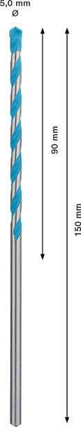 Bosch Professional 1x Expert CYL-9 MultiConstruction Drill Bit (for Concrete, Ø 5,00x150 mm, Accessories Rotary Impact Drill)