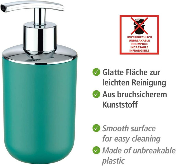 Wenko Brasil Soap Dispenser, Unbreakable, TPE, 7.3 x 16.5 x 9 cm, green, 7,3 x 16,5 x 9 cm