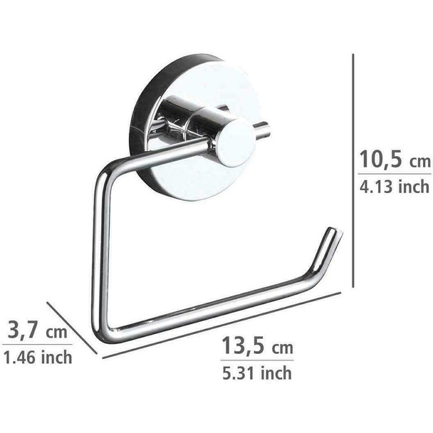 WENKO Vacuum-Loc Toilet-Paper Holder-Fixing Without Drilling, Steel, Silver Shiny, 16 x 13.5 x 17.5 cm