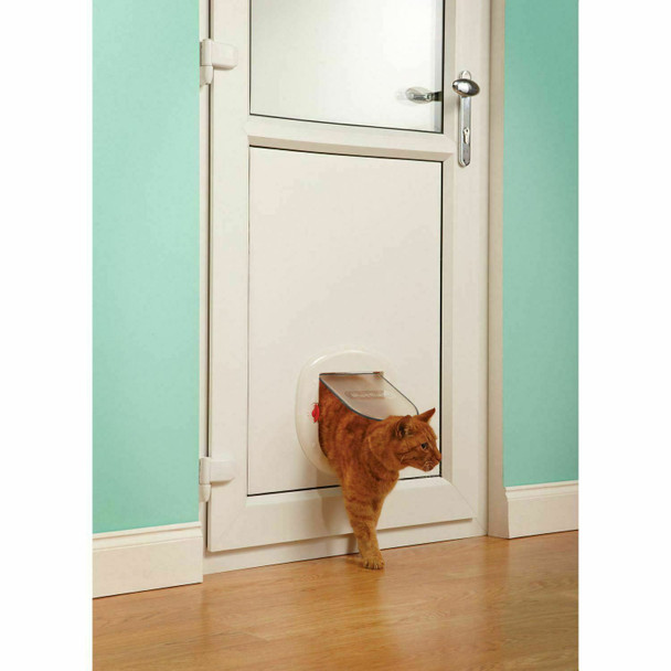 PetSafe Staywell Big Cat/Small Dog, Easy Install for Sliding Glass Doors, 4 Way Manual Lock, Tinted Flap - White