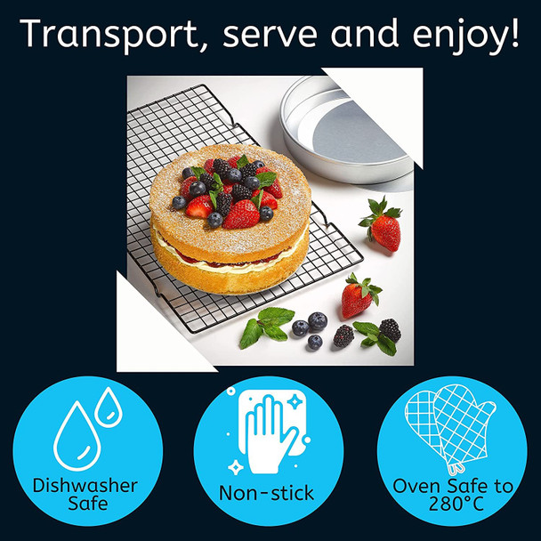 Chef Aid Non-stick Cake Cooling Tray measuring 25cm x 35cm, Perfect for cooling fresh baked Cakes, Cookies and savouries, dishwasher and oven safe at moderate tempertures moderate tempertures