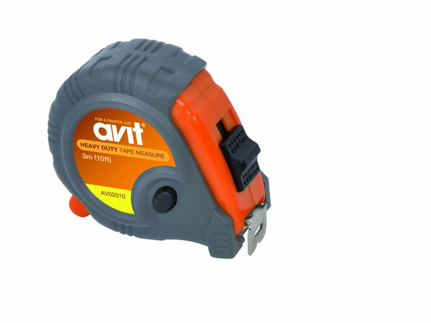 Avit AV02010 Heavy Duty Tape Measure, Grey/Orange, 3 Medium/10 ft