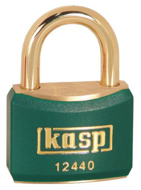 Kasp 124 Brass Padlock - 40 Millimeters - Brass Shackle - Green - KA24403 - Keyed Alike