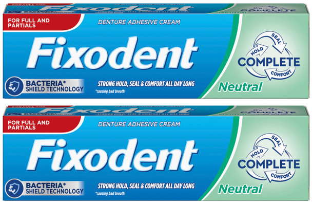 Fixodent Neutral Denture Adhesive Cream 47g Pack of 2