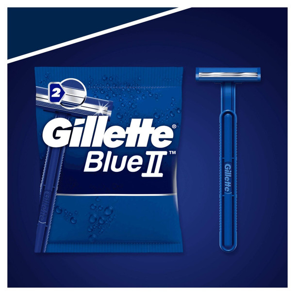 Gillette BlueII Men's Disposable Razors x 5, 2-Blades Razor, Fixed Head