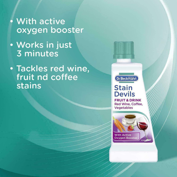 Dr. Beckmann, Stain Remover, Stain Dissolver, Specific for Fruits and Drinks, Gentle on Colours and Fabrics Washable and Not Washable, 50 ml