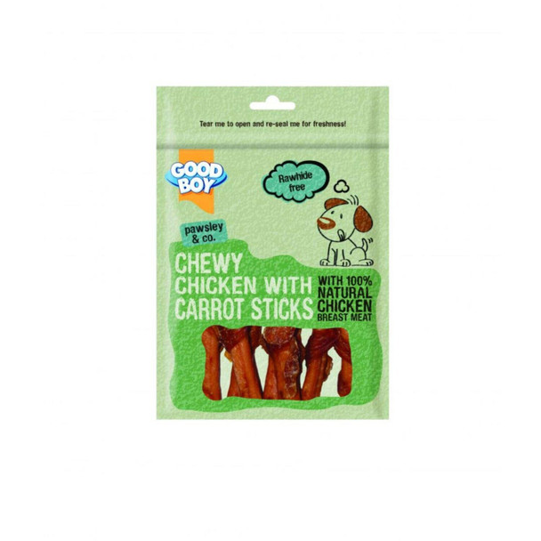 Other Good Boy Pawsley & Co Chewy Chicken With Carrot Sticks Dog Treat 90g Clear