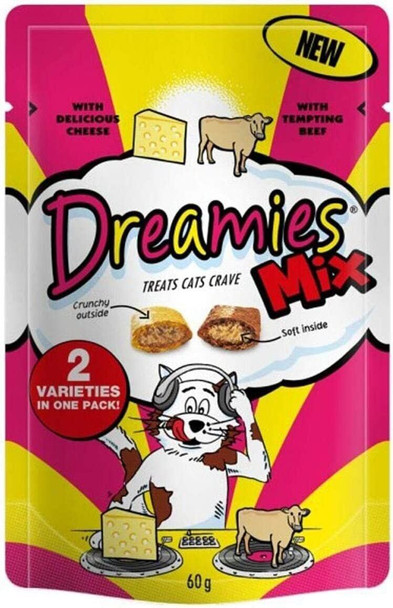 Dreamies Mix Cat Treats with Cheese & Beef, 60g