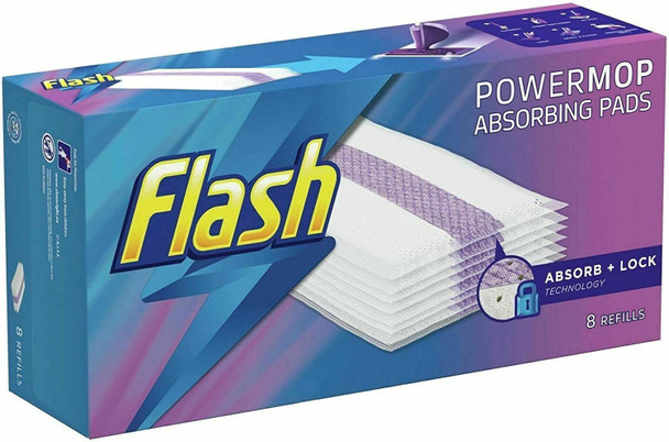 Flash Powermop Absorbing Multi-Surface Pads Refills - 8 Count