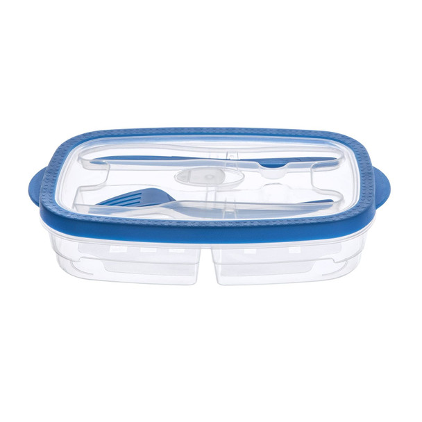 Heat & Eat Lunch Box, Clear, with Red/Blue Trim