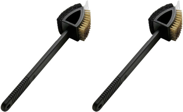 2XLong Handled 3-in-1 Barbecue Grill Brush