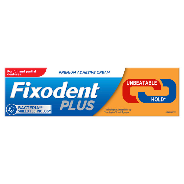 Fixodent Plus Denture Adhesive Cream, 40g, Dual Power Premium, Up To 88% Of The Hold At The End Of The Day, Mint