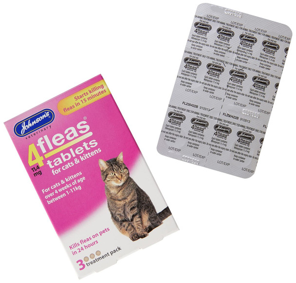 Johnsons Veterinary Products 4Fleas Tablets for Cats and Kittens, Pack of 3