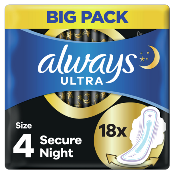 Always Ultra Secure Night 18 Pack - 18 Pads