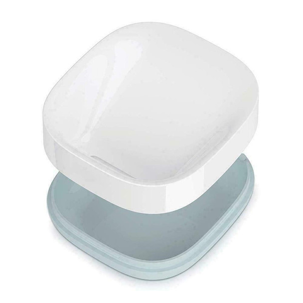 Joseph Joseph 70502 Slim Compact Soap Dish, White/Blue, 7.1 x 3.6 x 8.4 cm