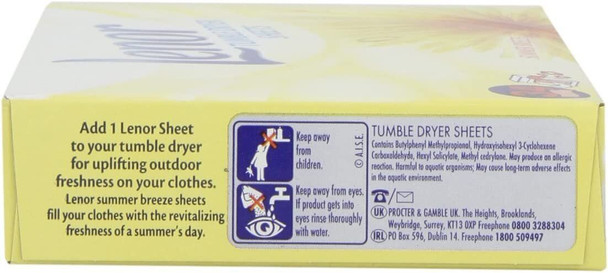 3 x Lenor Tumble Dryer Sheets Summer Breeze Scent 34 Pack