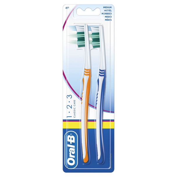 Oral-B 1-2-3 Classic Care Manual Medium Toothbrush 3 pack (3 x 2 pieces)