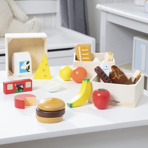 Melissa & Doug Food Groups Pretend Play Hand-Painted Wooden Pieces & 4 Crates