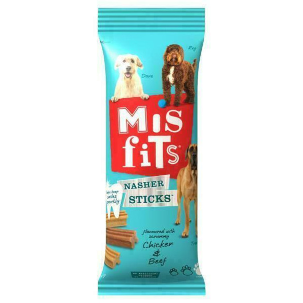 Misfits Nasher Sticks Large Dog Treats with Chicken and Beef, 270g