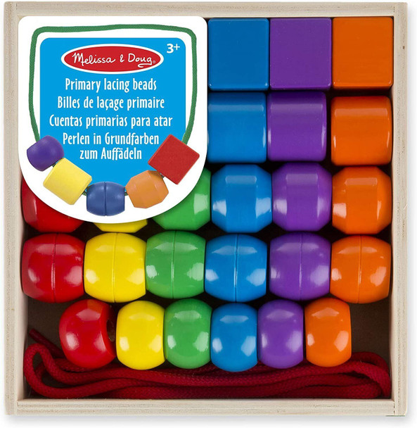 Melissa & Doug Primary Colour Lacing Beads Basic Shapes, Educational Toy