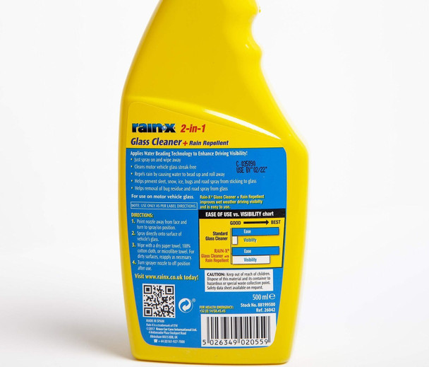 Rain-X 1830048 88197500 2-in-1 Glass Cleaner Plus Rain Repellent 500 ml