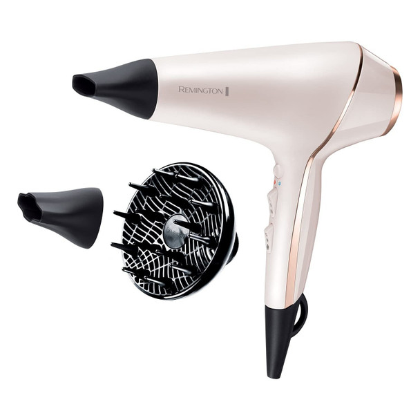 Remington Proluxe Ionic Hairdryer with Styling Shot and Intelligent OPTIHeat Control Settings, 2400 W, Rose Gold - AC9140