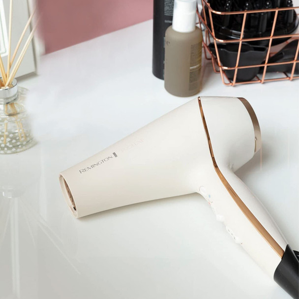 Remington Proluxe Ionic Hairdryer with Styling Shot and Intelligent OPTIHeat Control Settings, 2400 W, Rose Gold - AC9140