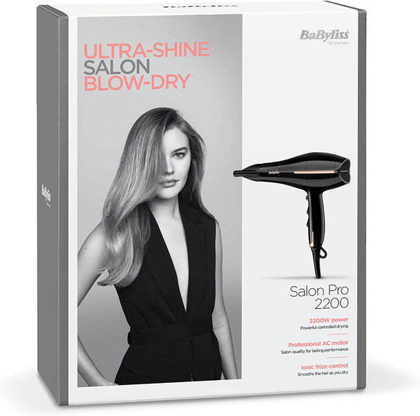 BaByliss Salon Professional Hair Dryer 2200 W Ionic Frizz-Control + Concentrator