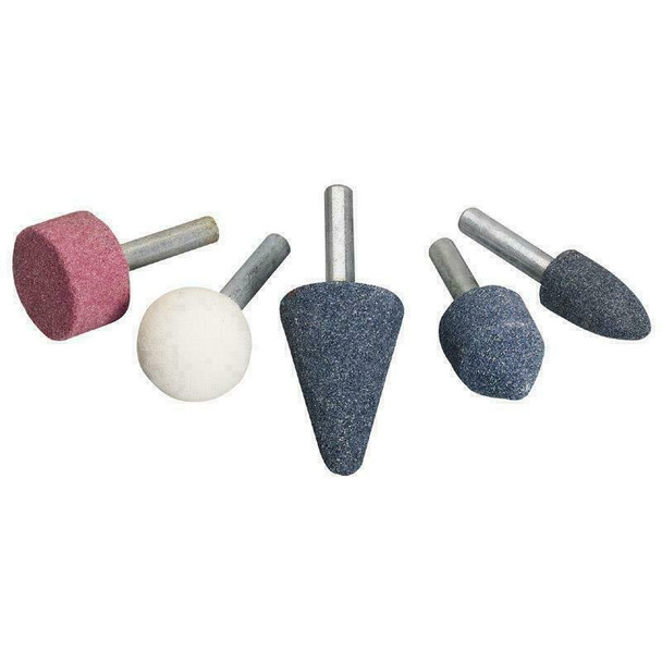 Draper 6mm Shank Mounted Grinding Point Set - 5 Piece - Rotary Stones - Assorted