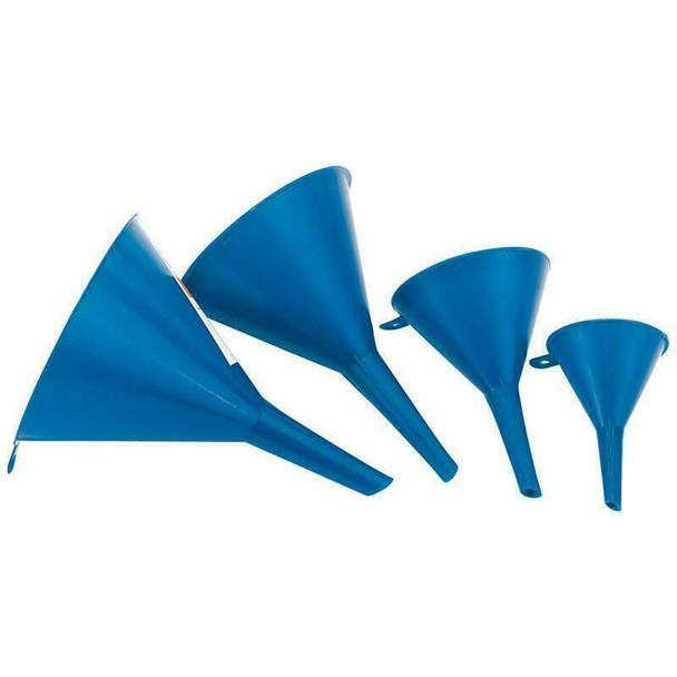 Draper Plastic Funnel Set 4 Piece - Tough Material - 50, 75, 100, 115mm Diameter