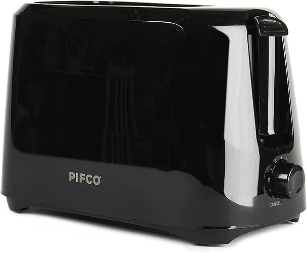 PIFCO® Essentials Black Toaster 2 Slice - Compact Design with 6 browning