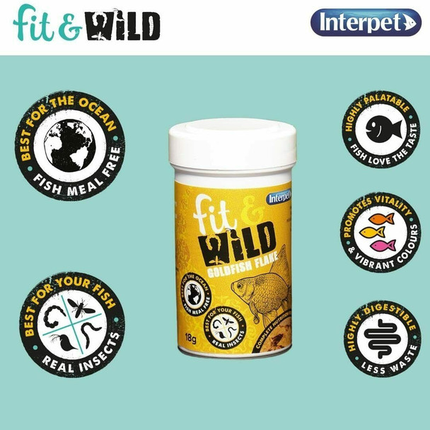 Interpet Fit & Wild Natural Goldfish Food Flakes with Complete Nutrition, 18 g