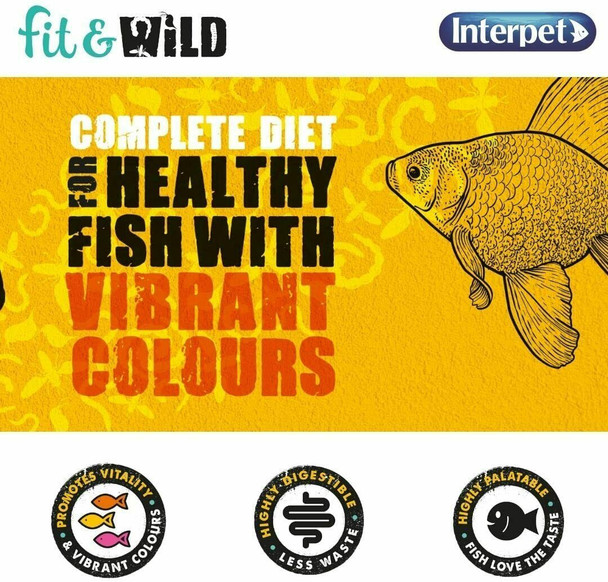 Interpet Fit & Wild Natural Goldfish Food Flakes with Complete Nutrition, 18 g