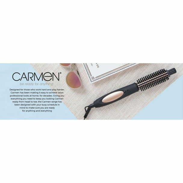 Carmen Noir Fusion Styler Brush, Swivel Cord, Frizz-Free & Smooth Finish - Black