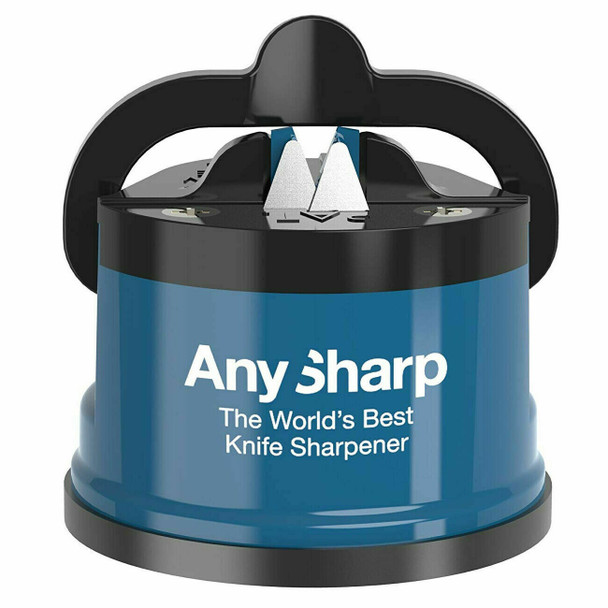 AnySharp World's Best Knife Sharpener with PowerGrip Suction, Plastic, 60mm Blue