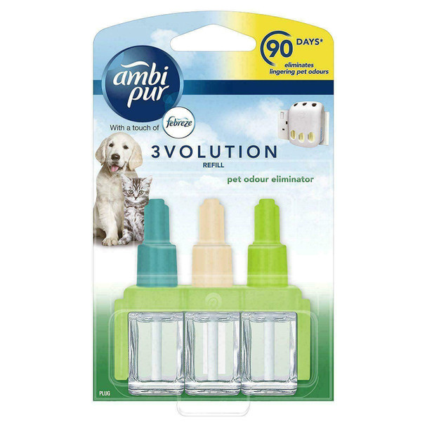 3 Ambi Pur 3Volution Plugin Refill Pet Odour Eliminator Air Freshener Scent 20ml