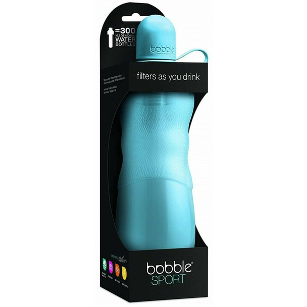 Bobble Filtered Sports Water Bottle, with Soft-touch Carry Cap, 650ml 22oz Blue