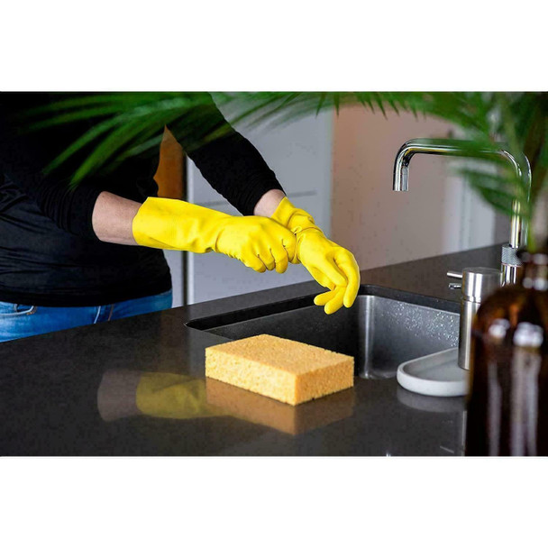 Sorbo Small Strong Household Cleaning Gloves With Additional Length Cuff Yellow