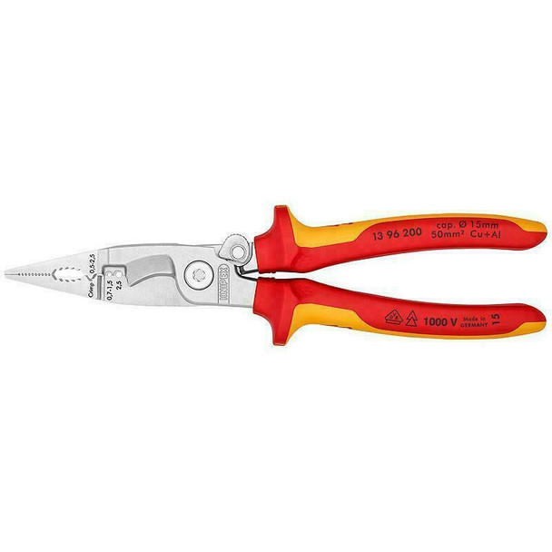 Knipex Electrical Installation Pliers, Chrome Plated, Insulated Grip, VDE, 200mm