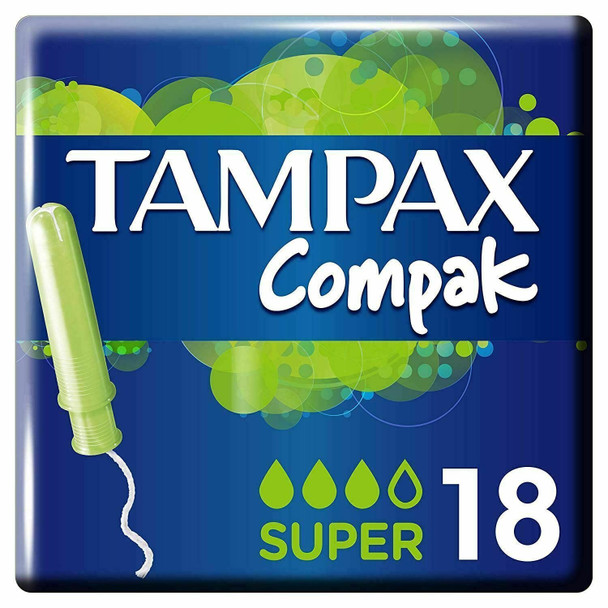 Tampax Compak Super Women's Tampons with Applicator & Leak Protection - 18 Pack