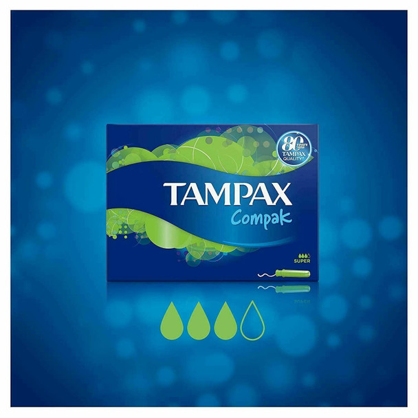 Tampax Compak Super Women's Tampons with Applicator & Leak Protection - 18 Pack