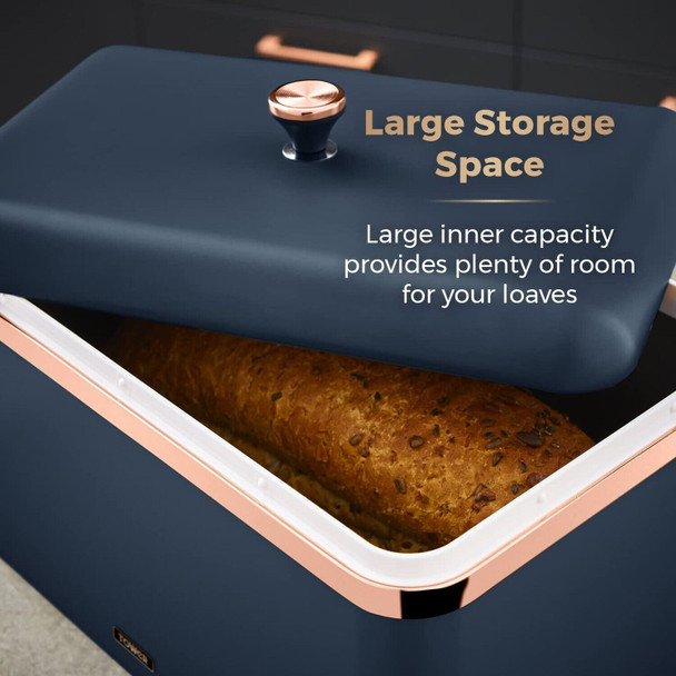 Tower T826130MNB Cavaletto Bread Bin Storage, Carbon Steel, Removable Lid