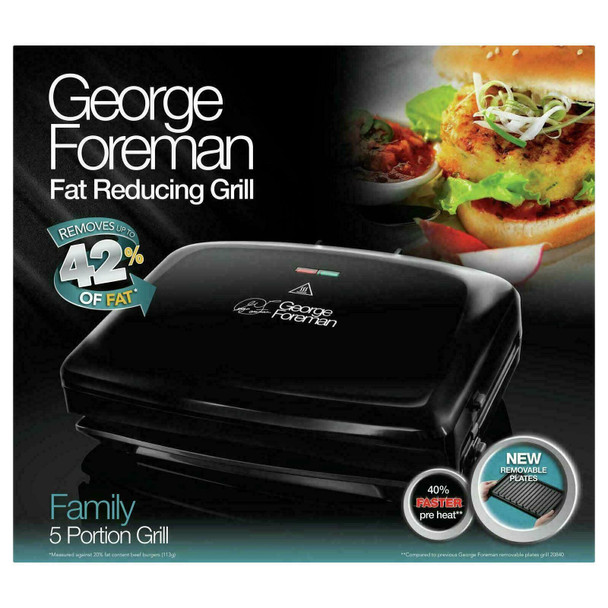 George Foreman Medium Fat Reducing Grill with Removeable Dishwasher Safe Plates