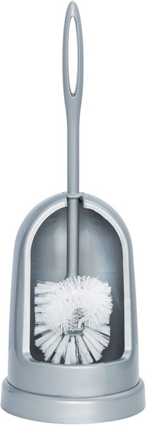 Wenko Toilet Brush Set Standard with Rim Cleaner in Grey, 13 x 13 x 42 cm