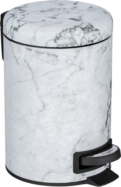 Wenmo Onyx Cosmetic Bathroom Pedal Bin 3 Litre Marble Design 17 x 25 cm