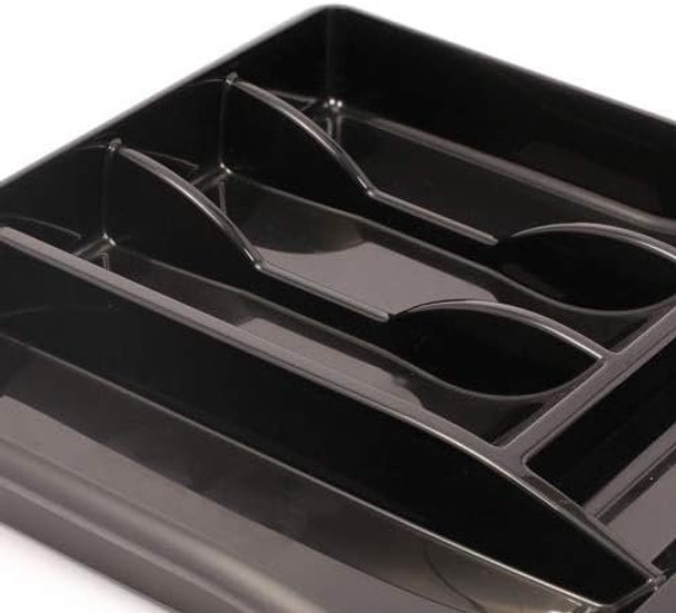 Addis Kitchen Drawer Organiser Cutlery Black Storage Easy To Clean High Gloss