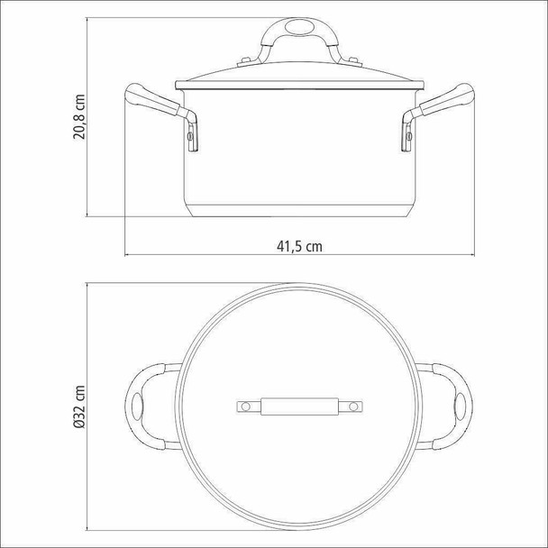 Tramontina Solar Silicone Shallow Stockpot - 8.9 Litres - 30cm - Stainless Steel